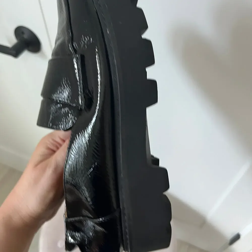 Franco Sarto Brindy Black Platform Loafers Size 9